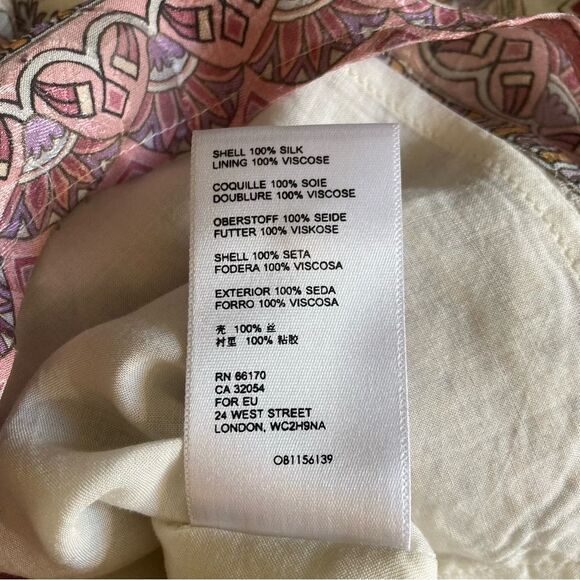 Anthropologie Flora Silk Blouse Balloon Sleeve XS Egyptian Boho Pattern - Picture 4 of 15